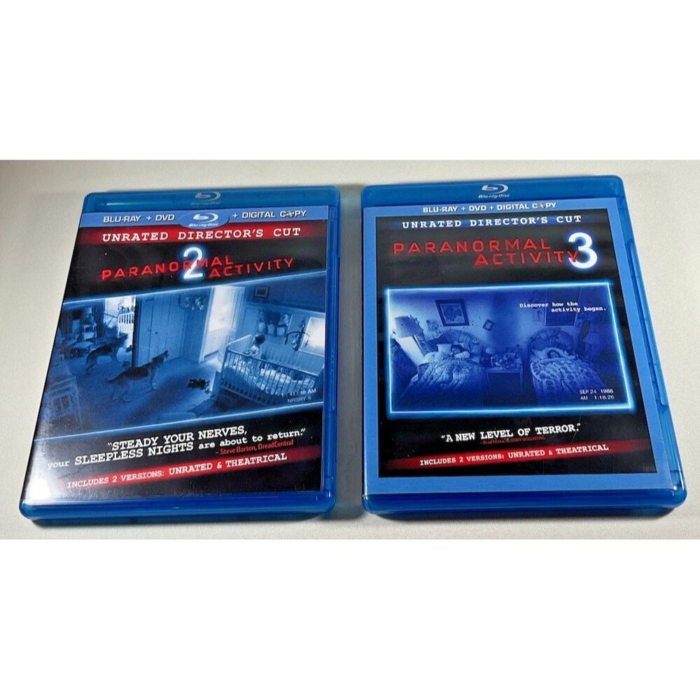 Paranormal Activity 2 & 3 Blu Ray-DVD, 4-Disc Horror Classics Unrated & R EUC